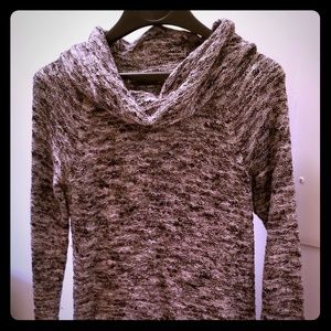 Textured cowl neck sweater